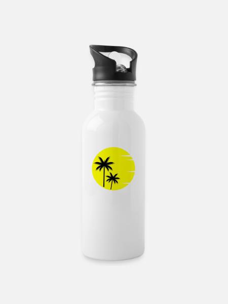 sunset - Trinkflasche mit integriertem Trinkhalm - Weiß