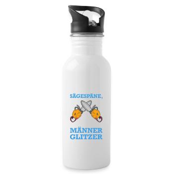 Das sind keine Sägespähne das ist Männerglitzer - Trinkflasche mit integriertem Trinkhalm - Weiß - Rechts