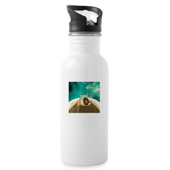 Junge Frau, die auf dem Rücksitz eines Segelboots liest - Trinkflasche mit integriertem Trinkhalm - Weiß - Rechts