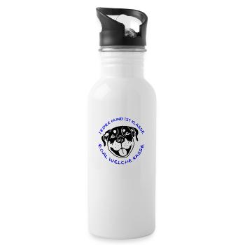 Jeder Hund ist klasse... - Rottweiler - Trinkflasche mit integriertem Trinkhalm - Weiß - Rechts