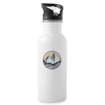 drawing mountain landscape - Water bottle with straw - white - Right