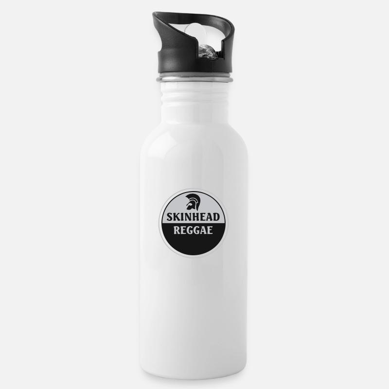 Skinhead Reggae - Trinkflasche mit integriertem Trinkhalm - Weiß