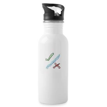 Richtig Falsch - Trinkflasche mit integriertem Trinkhalm - Weiß - Rechts