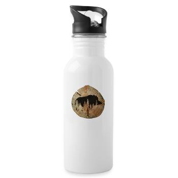 Tree disc wild boar - Water bottle with straw - white - Right