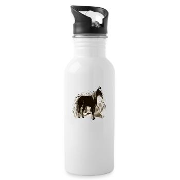 Pferd - Trinkflasche mit integriertem Trinkhalm - Weiß - Rechts