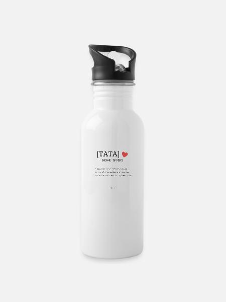 Tata définition -Tatie définition - Cadeau Tata - Gourde avec paille intégrée - blanc