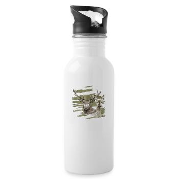 Deer and doe - Water bottle with straw - white - Right