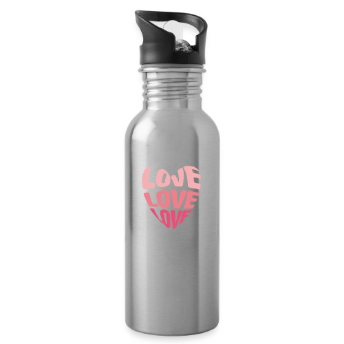 LOVE LOVE LOVE - Trinkflasche mit integriertem Trinkhalm