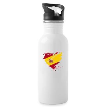Coeur Corazón Espagne España Barcelone Majorque Porte - Gourde avec paille intégrée - blanc - Droite