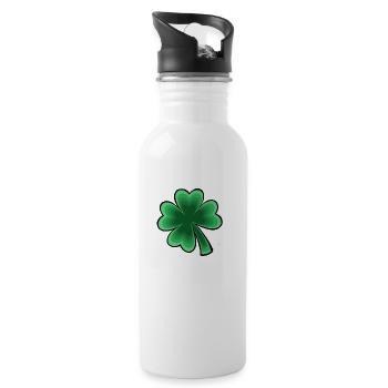 four-leaf clover - Water bottle with straw - white - Right