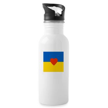 Ukraine - Trinkflasche mit integriertem Trinkhalm - Weiß - Rechts