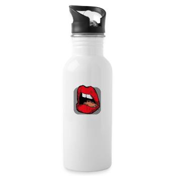 Sexy féminin bouche ouverte, embrassant les lèvres de la femme. - Gourde avec paille intégrée - blanc - Droite
