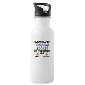 Collègue idée cadeau drôle départ - Gourde avec paille intégrée - blanc - Droite