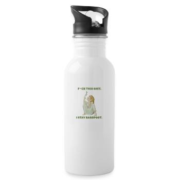 F*CK. I stay barefoot. - Water bottle with straw - white - Right