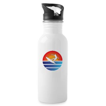 surfen Wellenreiten Surferin Geschenk Surfbrett - Trinkflasche mit integriertem Trinkhalm - Weiß - Rechts