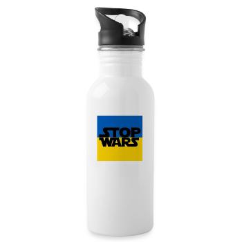 Ukraine - Trinkflasche mit integriertem Trinkhalm - Weiß - Rechts