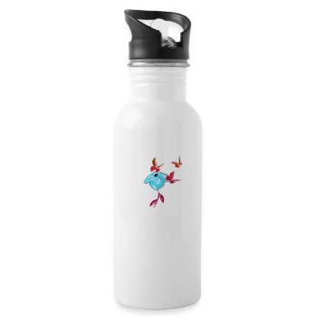frühling blau blume tier natur rot - Trinkflasche mit integriertem Trinkhalm - Weiß - Rechts