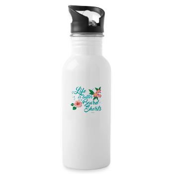 Life is better in Board Shorts - Trinkflasche mit integriertem Trinkhalm - Weiß - Rechts