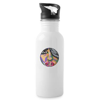 Schweigen Gesicht - Shut up - Trinkflasche mit integriertem Trinkhalm - Weiß - Rechts