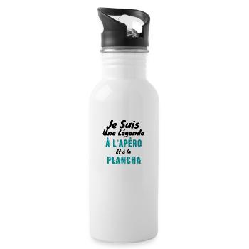 je suis une légende à l apéro et à la plancha - Gourde avec paille intégrée - blanc - Droite
