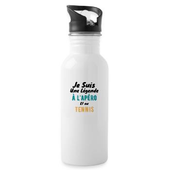 je suis une légende à l apéro et à la tennis - Gourde avec paille intégrée - blanc - Droite