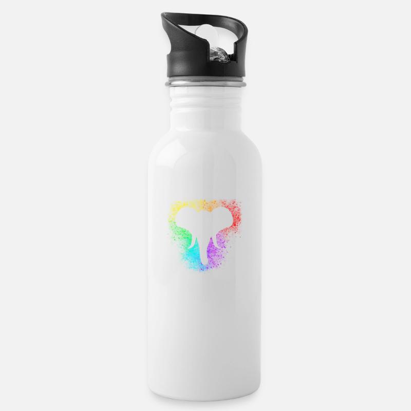 Rainbow splash tête d’éléphant - Gourde avec paille intégrée - blanc
