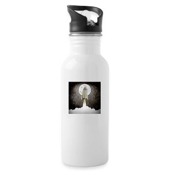 Alte Rakete hebt ab - Trinkflasche mit integriertem Trinkhalm - Weiß - Rechts