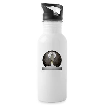 Runder alter Raketenhintergrund - Trinkflasche mit integriertem Trinkhalm - Weiß - Rechts