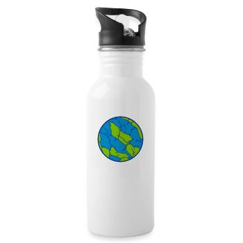 Planet Ball Risse Muster - Trinkflasche mit integriertem Trinkhalm - Weiß - Rechts