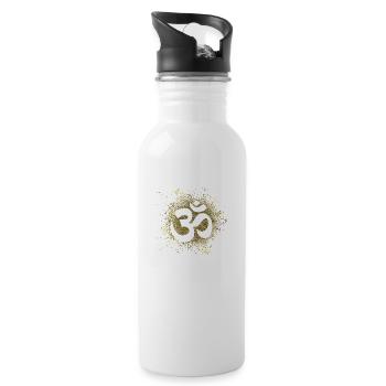 om Zeichen gold Luft element mantra - Trinkflasche mit integriertem Trinkhalm - Weiß - Rechts