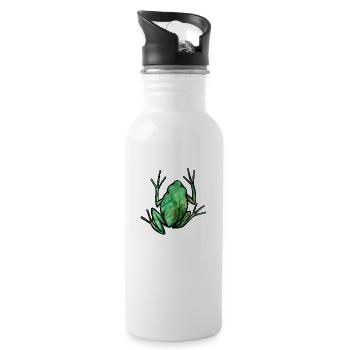 Cute Green Frog - Water bottle with straw - white - Right