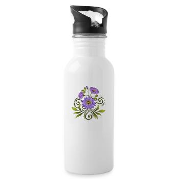 Fleur - Gourde avec paille intégrée - blanc - Droite