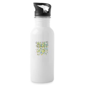 Denken Sie über den Tellerrand hinaus positive Gedanken glücklich - Trinkflasche mit integriertem Trinkhalm - Weiß - Rechts