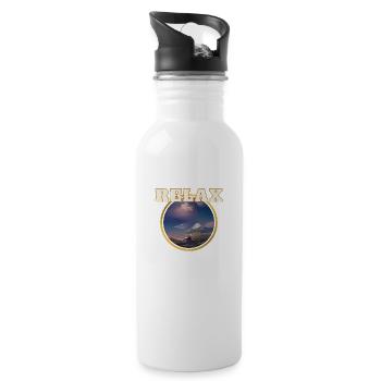 Relax landscape - Water bottle with straw - white - Right