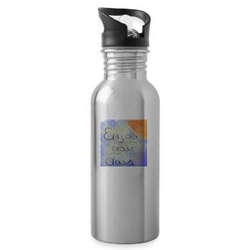 Enjoy your day - Trinkflasche mit integriertem Trinkhalm - Lightsilver - Rechts