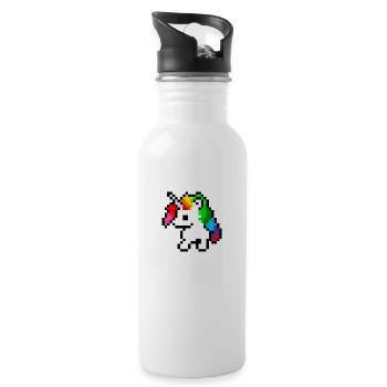 Unicorn Pixel Art - Water bottle with straw - white - Right