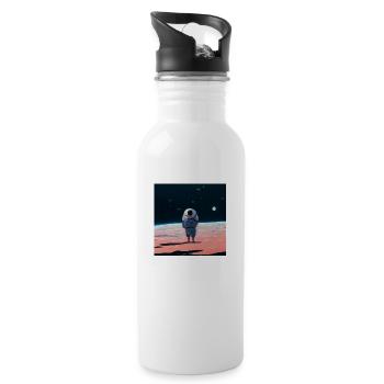 lonely spaceman looking into the void - Trinkflasche mit integriertem Trinkhalm - Weiß - Rechts