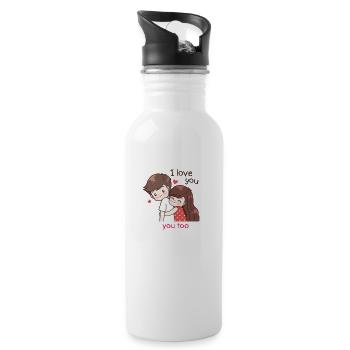 Liebe - Trinkflasche mit integriertem Trinkhalm - Weiß - Rechts
