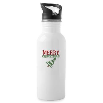 Merry christmas - Trinkflasche mit integriertem Trinkhalm - Weiß - Rechts