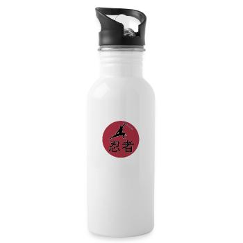 Japan Kanji Font Ninja Red Sun Gift - Water bottle with straw - white - Right