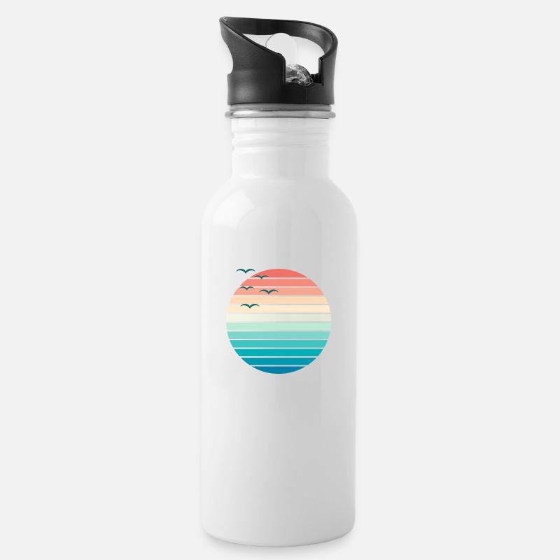 Sunset II - Trinkflasche mit integriertem Trinkhalm - Weiß