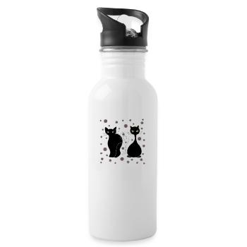 Katzen - Trinkflasche mit integriertem Trinkhalm - Weiß - Rechts
