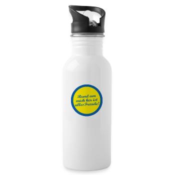 Rund um mich her ist alles Freude! - Trinkflasche mit integriertem Trinkhalm - Weiß - Rechts