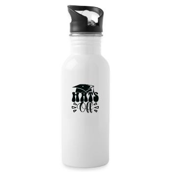 Hats off Abschluss - Trinkflasche mit integriertem Trinkhalm - Weiß - Rechts