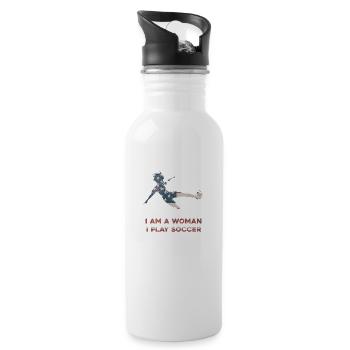 Frauenfußball - Trinkflasche mit integriertem Trinkhalm - Weiß - Rechts