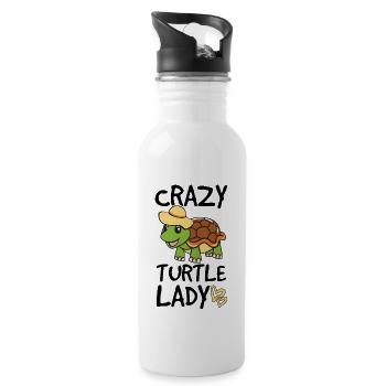 Funny Turtle Crazy Turtle Lady Gift - Water bottle with straw - white - Right