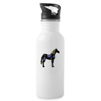 Pferd - Trinkflasche mit integriertem Trinkhalm - Weiß - Rechts