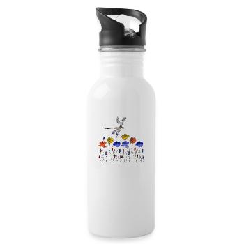 Libelle - Trinkflasche mit integriertem Trinkhalm - Weiß - Rechts