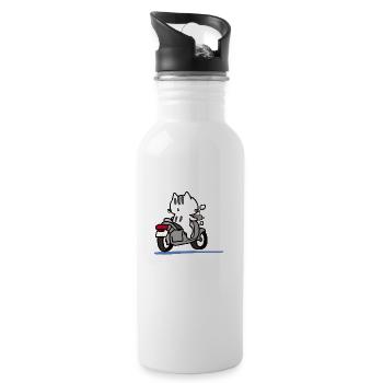 Ein katze die motorrad fährt - Trinkflasche mit integriertem Trinkhalm - Weiß - Rechts