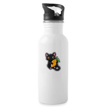 Cat embraces a mango - Water bottle with straw - white - Right